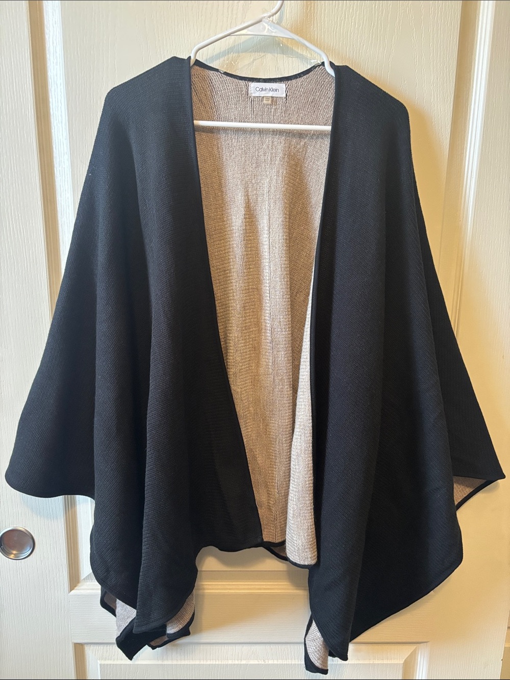 Calvin Klein Black & Beige Reversible Cape Poncho